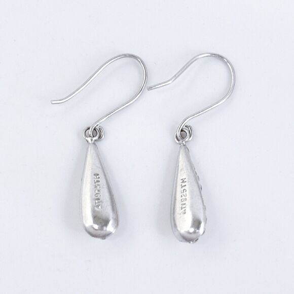 Vintage ATI Sterling Silver 925 Crystal Teardrop Dangle Earrings - Picture 4 of 6